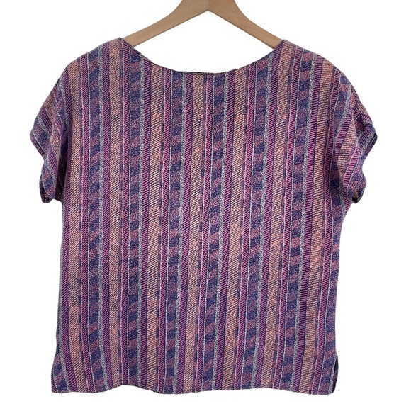 Vintage 90s Silk Blouse Boxy Short Sleeve Top 100% Silk Abstract Print | Small - Picture 1 of 10